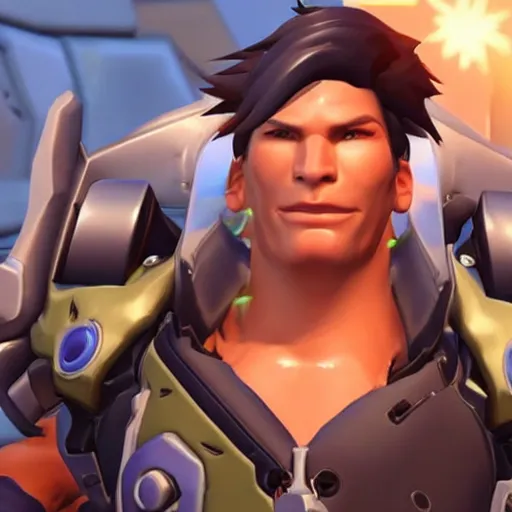 Image similar to Screenshot of Bogdanoff as an Overwatch hero