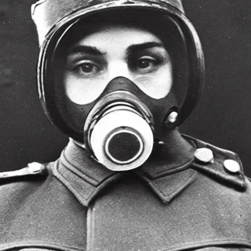 Prompt: police officer posing wear gas mask during world war ii in istanbul, photo, realistic