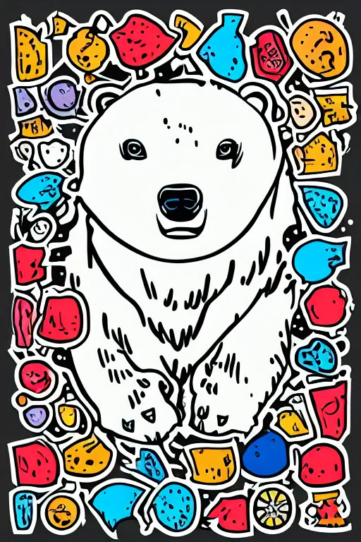 Prompt: Portrait of a polar bear, knight, medieval, sticker, colorful, illustration, highly detailed, simple, smooth and clean vector curves, no jagged lines, vector art, smooth