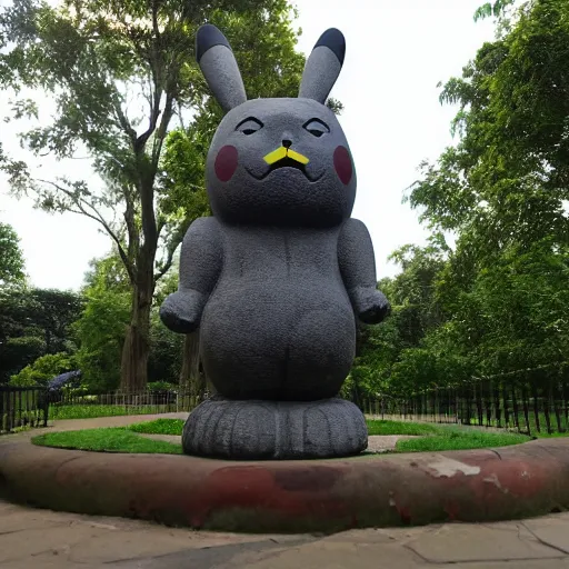 Image similar to pikachu moai statue