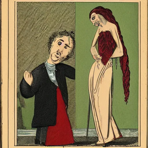 Image similar to illustration of sicilian woman angry at her husband