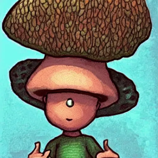 Image similar to a mushroom man, cute