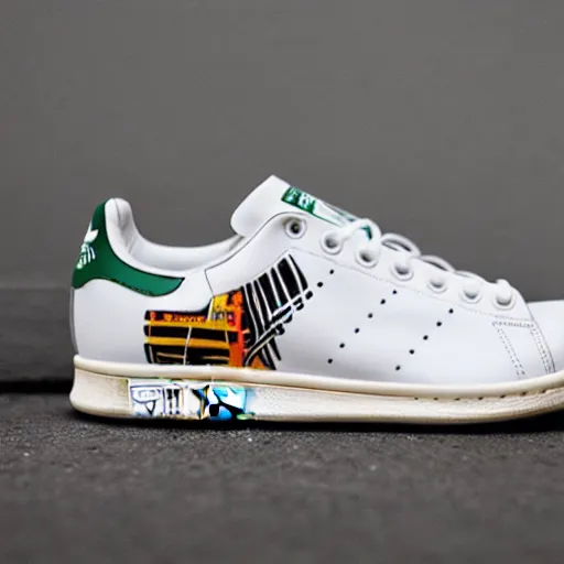 Image similar to adidas stan smith by jean michel basquiat, nate vanhook, mark miner