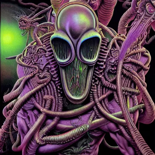 Image similar to thrash metal album cover in the style of wayne barlowe, realistic, insanely detailed, intricate, smooth, airbrush, play-doh art by kenny scharf and philippe druillet