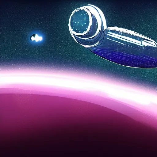 Image similar to a spaceship fleeing an exploding planet, digital art