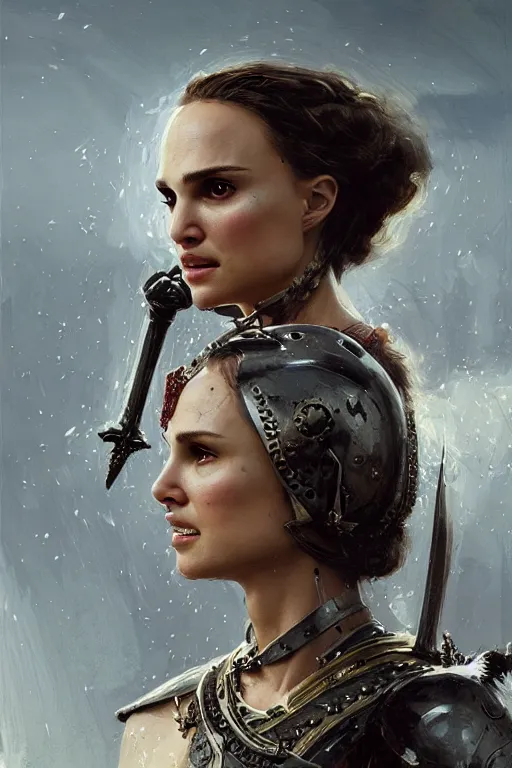 Image similar to natalie portman, legendary warrior, heroic, lord of the rings, tattoos, decorative ornaments, battle armor, by carl spitzweg, ismail inceoglu, vdragan bibin, hans thoma, greg rutkowski, alexandros pyromallis, perfect face, fine details, realistic shading photorealism