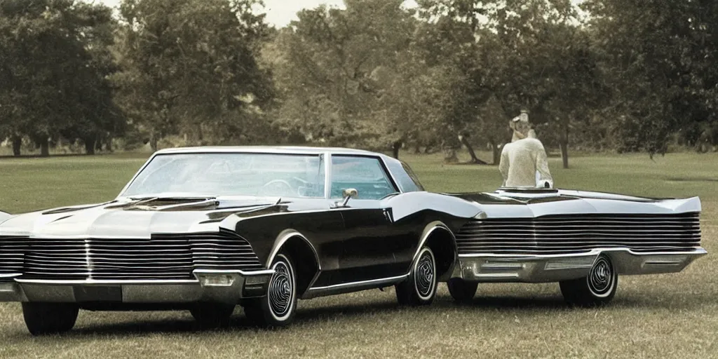 Image similar to buick riviera 1965 as a flying car