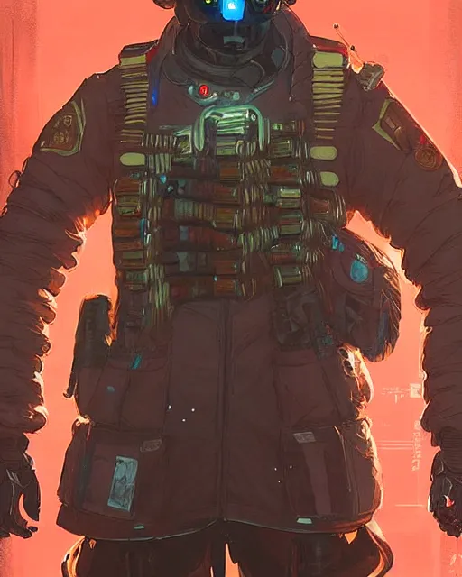 Prompt: soldier from apex legends, cyberpunk futuristic neon. reflective puffy coat, decorated with traditional japanese ornaments by ismail inceoglu dragan bibin hans thoma greg rutkowski alexandros pyromallis nekro rene maritte illustrated, perfect face, fine details, realistic shaded, fine - face, pretty face