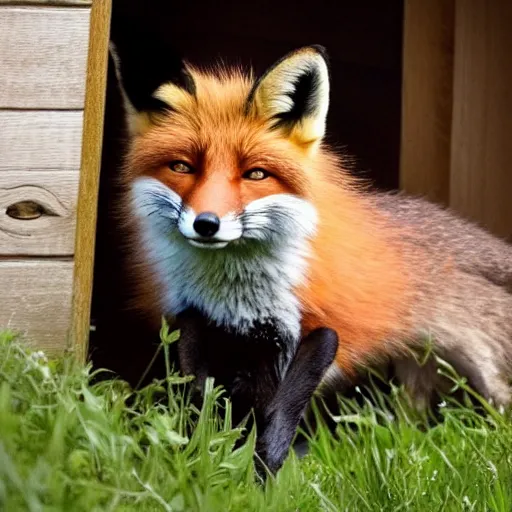 Image similar to a fox guarding a hen house