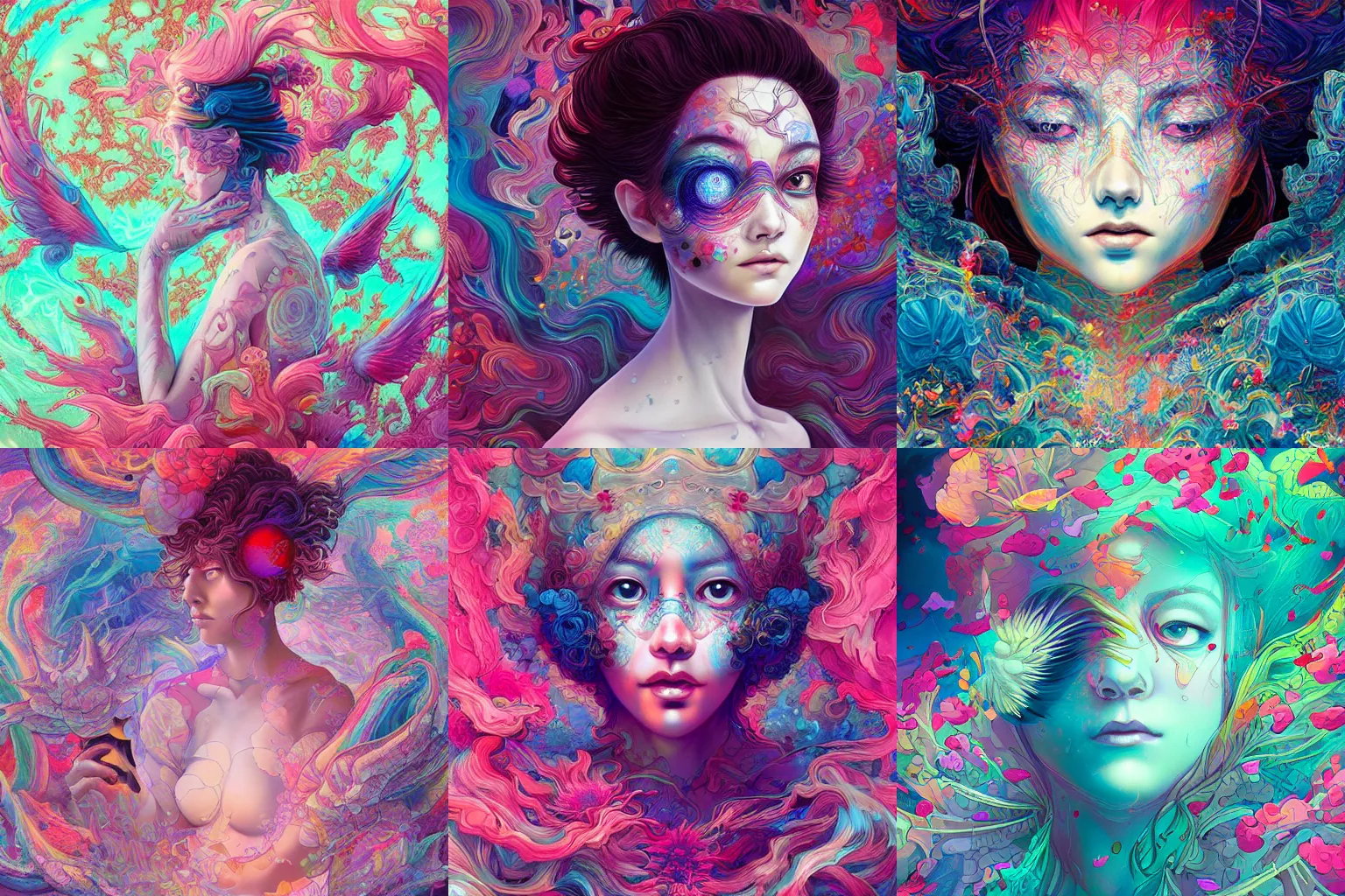 Prompt: ethereal, intricate, hopeful, dissolving, colorful, digital painting by james jean, viktoria gavrilenko, sana takeda, yukito kishiro, john harris