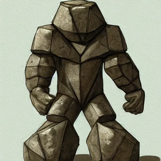 Image similar to Golem with a 12 sided dice as head. Dark Fantasy, concept art, art by Kouichirou Harada