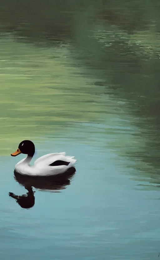 Prompt: a cute duck in a scenic river environment by Atey Ghailan