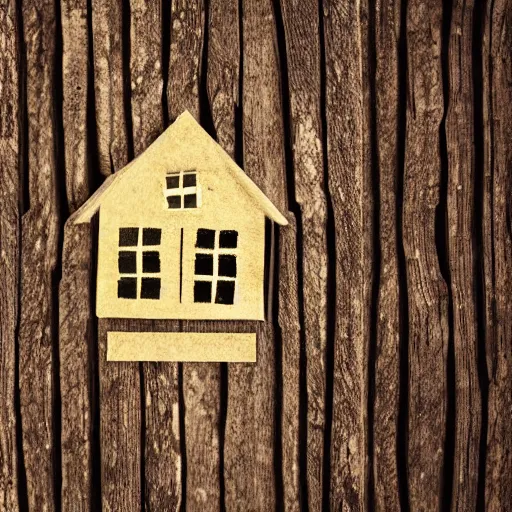 Image similar to an award paper art of a house in the forest, macro photography, ambient light