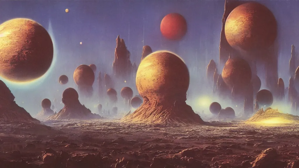 Image similar to alien planet, an empire in upheaval by arthur haas and bruce pennington, cinematic matte painting