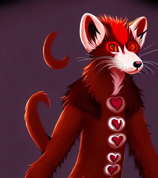 Image similar to furry - male - red - black - weasel - necromancer - fursona uhd ue 5 visual novel pc game expressions