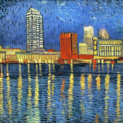 Image similar to downtown Tampa skyline by Van Gogh