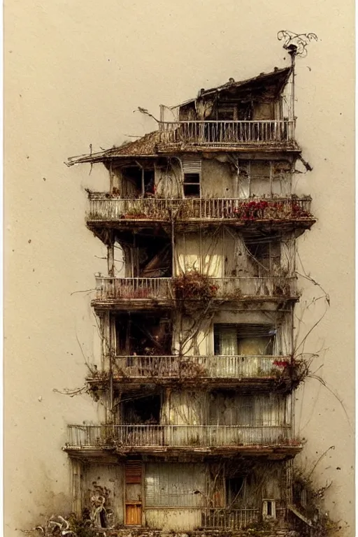 Image similar to (((((a multistory ramshackle house))))) by Jean-Baptiste Monge!!!!!!!!!!!!!!!!!!!!!!!!!!!