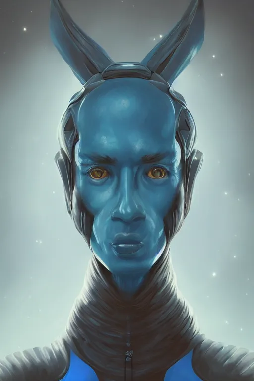 Image similar to portrait from a handsome blue masculine extraterrestrial alien, sci - fi art, trending on artstation