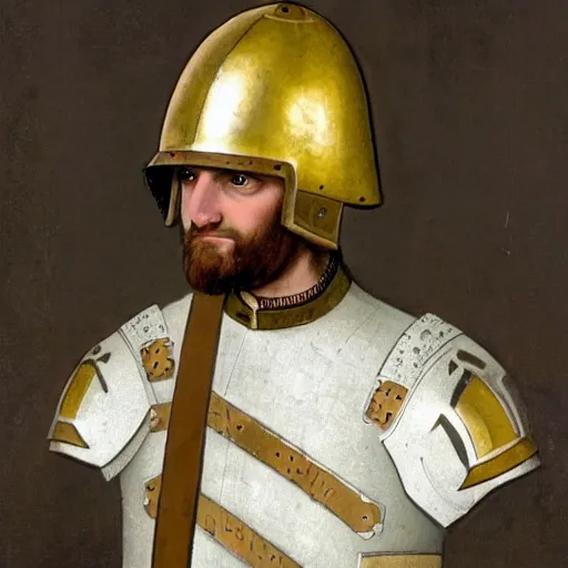 Image similar to goose wearing a crusades era helmet