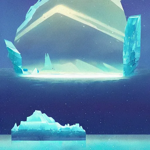 Image similar to translucent iceberg floating in space, by anato finnstark, by alena aenami, by john harris, by ross tran, by wlop, by andreas rocha