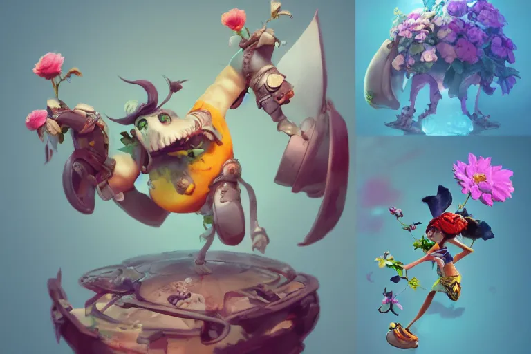 Prompt: a cartoony flowers, various items, in the style of Rayman origins, michael ancel, Ruan Jia and Mandy Jurgens and Greg Rutkowski, trending on Artstation, award winning, unreal engine, octane render H 1024