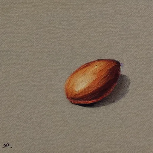 Prompt: detailed painting of a single small seed sitting on loose fresh earth, ready to plany. muted colors and natural tones.