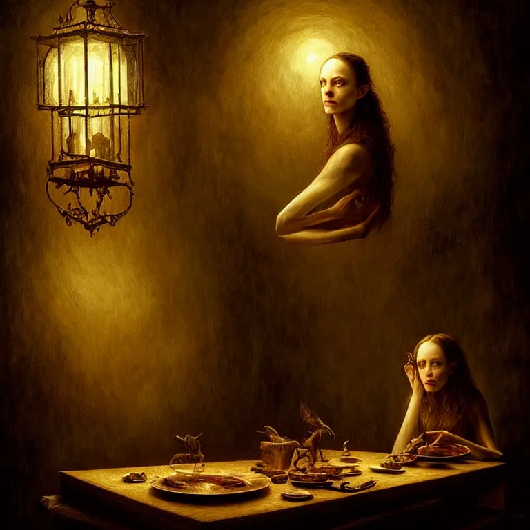 Image similar to epic professional digital art of hungry lindsay, moderate atmospheric lighting, painted, intricate, detailed, foreboding, by leesha hannigan, wayne haag, reyna rochin, ignacio fernandez rios, mark ryden, iris van herpen,, epic, stunning, gorgeous, much wow, cinematic, masterpiece.