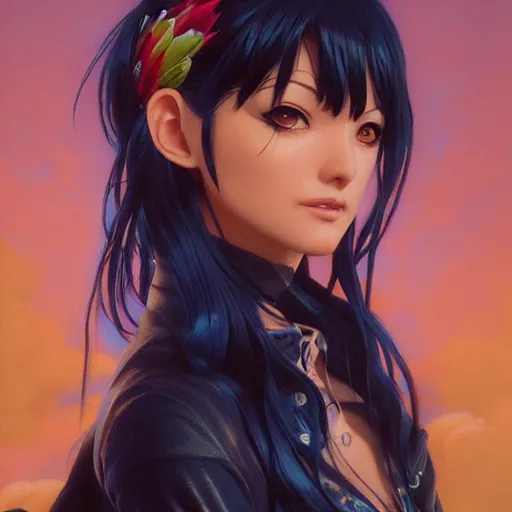 Image similar to highly detailed vfx portrait of nico robin by eiichiro oda!, stephen bliss, greg rutkowski, loish, rhads, beeple, makoto shinkai, tom bagshaw, alphonse mucha, sharp focus, art by artgerm and greg rutkowski, stanley kubrick, backlit, harsh overhead sunlight,