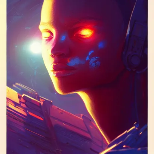 Image similar to african space pirate, science fiction, highly detailed, digital painting, beautiful eyes, symmetry, concept art, sharp focus, illustration, global illumination, radiant light, synthwave colors, detailed and intricate environment, art by artgerm and greg rutkowski and magali villeneuve and ilya kuvshinov!