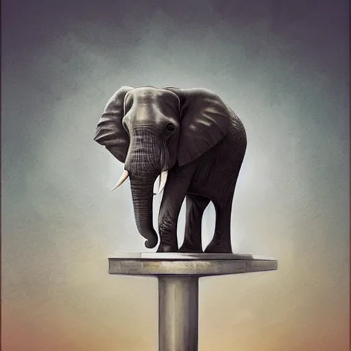 Image similar to a balancing elephant, artwork by charlie bowater