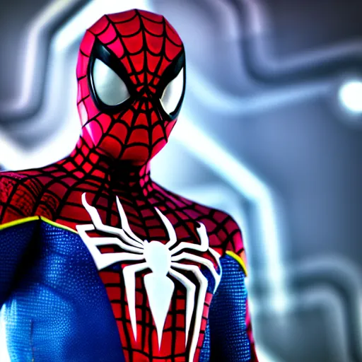 Image similar to futuristic spiderman ,highly detailed, 4k, HDR, award-winning, artstation, octane render