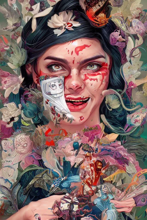 Image similar to an undead human smiling cute, tristan eaton, victo ngai, artgerm, rhads, ross draws