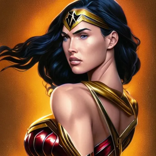 Image similar to ultra realistic illustration, megan fox as wonder woman anime, intricate, elegant, highly detailed, digital painting, artstation, concept art, smooth, sharp focus, illustration, art by artgerm and greg rutkowski and alphonse mucha and wlop