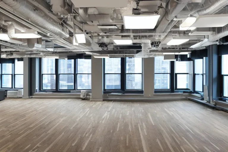 Prompt: an empty nyc office after everyone has moved out