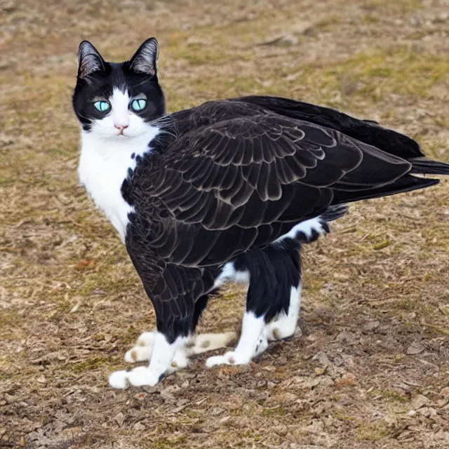 Prompt: a picture of a cat - eagle hybrid