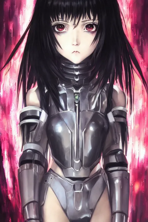 Image similar to portrait Anime girl in cyberpunk trinity blood armor, cute-fine-face, black-hair pretty face, realistic shaded Perfect face, fine details. Anime. realistic shaded lighting by Ilya Kuvshinov katsuhiro otomo ghost-in-the-shell, magali villeneuve, artgerm, rutkowski, WLOP Jeremy Lipkin and Giuseppe Dangelico Pino and Michael Garmash and Rob Rey and Yoshitaka Amano and Thores Shibamoto