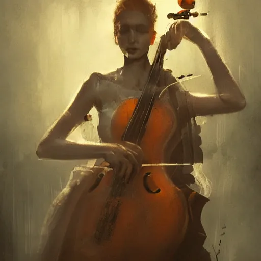 Image similar to eerie composition with electro guitar in cello shape by greg rutkowski