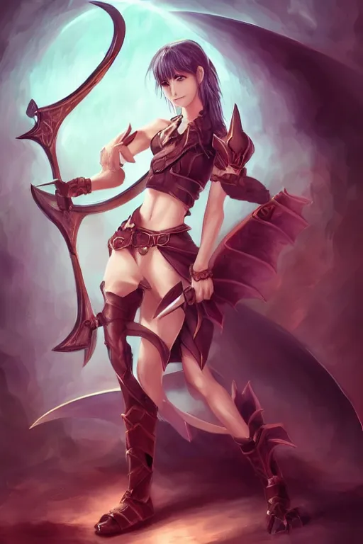 Image similar to female anthro dragon warrior wielding a demon scythe in the style of Artgerm, WLOP, Rossdraws, trending on artstation, pixiv, Deviantart, HD, golden ratio, rule of thirds