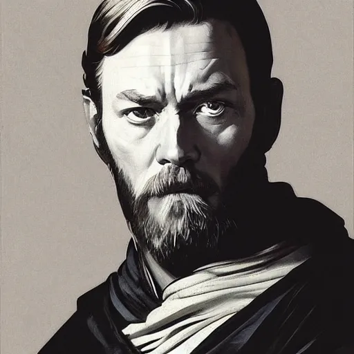 Image similar to obi - wan in prey picture by j. c. leyendecker and peter paul rubens, asymmetrical, dark vibes, realistic painting, organic painting, matte painting, geometric shapes, hard edges, graffiti, street art : 2 by j. c. leyendecker and peter paul rubens : 4