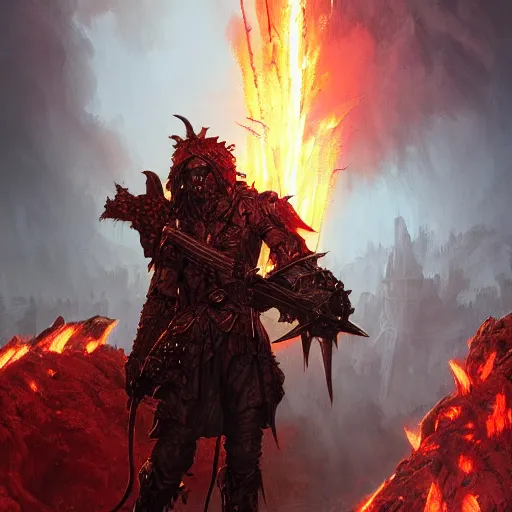 Prompt: epic portrait an demonic soldier in hell landscapes full of explosions and lava, digital painting, artstation, concept art, soft light, hdri, smooth, sharp focus, illustration, fantasy, intricate, elegant, highly detailed, D&D, matte painting, in the style of Greg Rutkowski and Alphonse Mucha and artemisia, 8k, highly detailed, jurgens, rutkowski, bouguereau, pastoral, rustic, georgic, detailed concept art, illustration, colorful pastel, painting, detail, ultra detailed, digital art, 4K,