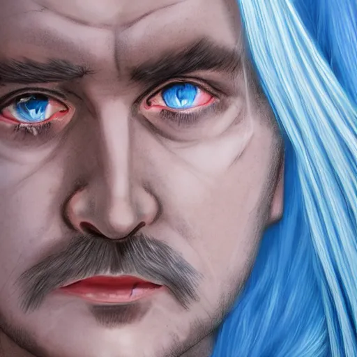 Prompt: a close up of a person with white hair and blue eyes, a character portrait by a. b. frost, deviantart contest winner, antipodeans
