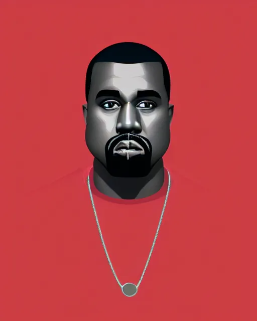 Image similar to Malika Favre minimalist vector digital illustration of Kanye West on red background