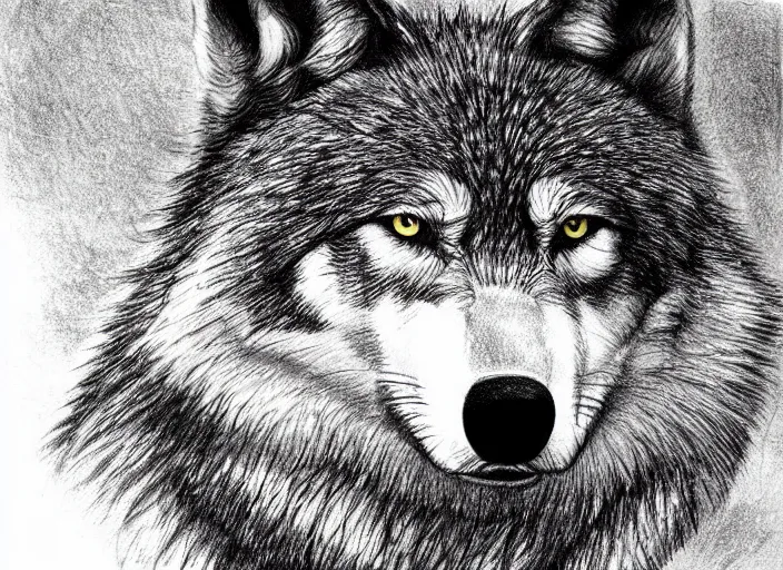 Image similar to a pencil drawing of a wolf, D&D made by by Pen Tacula