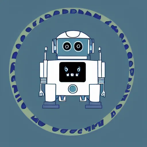 Image similar to circular logo featuring an illustrated profile of a friendly robot wearing academic regalia, no text