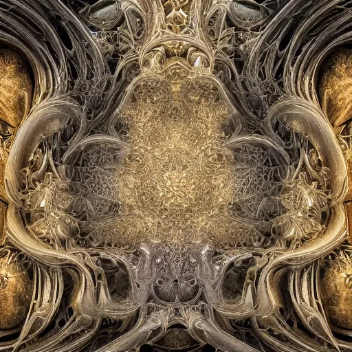 Image similar to beautiful hyperrealistic 3 d render of a delicate ivory sculpture of an ornate cathedral made entirely of mandelbrot fractals by android jones, micro detail, unreal engine, dramatic lighting, psychedelic, octane renderer, catholicpunk, glowing, white color scheme, photorealistic, physically based rendering, angelic, hyper detailed, colorful, carved soap, trending on cgsociety