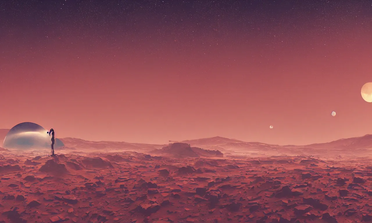 Image similar to mars and moon ground by alena aenami artworks in 4 k