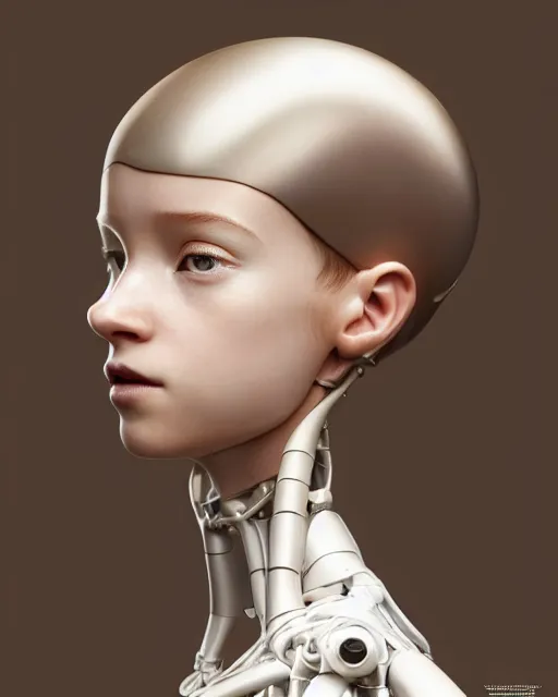 Prompt: weta disney pixar movie still head and torso portrait photo of young millie alicia bobby vikander brown as thoughtful intricate detailed mechanical white plastic cyborg girl by pixar, by weta, wlop, ilya kuvshinov, rossdraws, artgerm, latex, iridescent, bright morning, anime, liosh, mucha