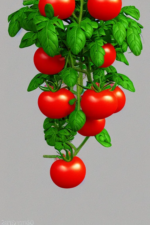 Prompt: a potted tomato plant with an ethernet connection, its leaves and tomatoes form a web developer interface for html 5 iot web 2. 0, very detailed digital painting trending on artstation