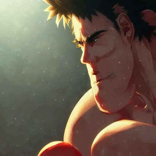 Image similar to hajime no ippo fight, magnificent, close up, details, sharp focus, elegant, highly detailed, illustration, by Jordan Grimmer and greg rutkowski and PiNe and Imoko and wlop and maya takamura, intricate, beautiful, Trending artstation, pixiv, digital Art