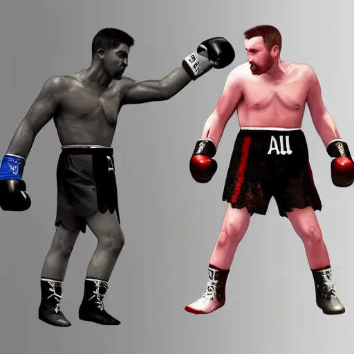 Prompt: concept art of the AI Dalle vs StableDiffusion in a boxing match, unreal engine 5, fantasy, high detail, award winning